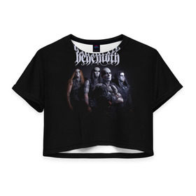 Женская футболка 3D укороченная с принтом Behemoth в Кировске, 100% полиэстер | круглая горловина, длина футболки до линии талии, рукава с отворотами | behemoth | dark | deathmetal | metal | бегемот | блэк метал