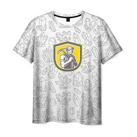 Мужская футболка 3D с принтом Шахтёр в Кировске, 100% полиэфир | прямой крой, круглый вырез горловины, длина до линии бедер | Тематика изображения на принте: 