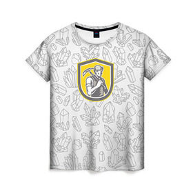 Женская футболка 3D с принтом Шахтёр в Кировске, 100% полиэфир ( синтетическое хлопкоподобное полотно) | прямой крой, круглый вырез горловины, длина до линии бедер | 