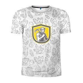 Мужская футболка 3D спортивная с принтом Шахтёр в Кировске, 100% полиэстер с улучшенными характеристиками | приталенный силуэт, круглая горловина, широкие плечи, сужается к линии бедра | Тематика изображения на принте: 