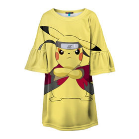 Детское платье 3D с принтом Pikachu в Кировске, 100% полиэстер | прямой силуэт, чуть расширенный к низу. Круглая горловина, на рукавах — воланы | pikachu | pokeboll | pokemon | пикачу | покеболл | покемон