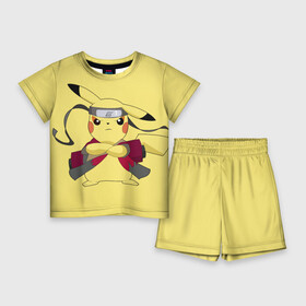 Детский костюм с шортами 3D с принтом Pikachu в Кировске,  |  | Тематика изображения на принте: pikachu | pokeboll | pokemon | пикачу | покеболл | покемон