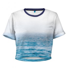 Женская футболка 3D укороченная с принтом sea в Кировске, 100% полиэстер | круглая горловина, длина футболки до линии талии, рукава с отворотами | orca | sea | whale | вода | киты | косатки | лето | любовь | море | океан | отдых | пальмы | пляж | солнце