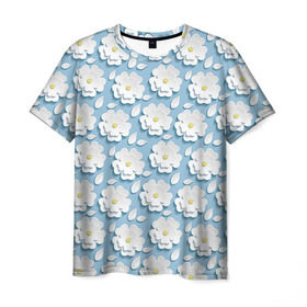 Мужская футболка 3D с принтом Ромашки в Кировске, 100% полиэфир | прямой крой, круглый вырез горловины, длина до линии бедер | объёмный | ромашки | трёхмерный | цветы