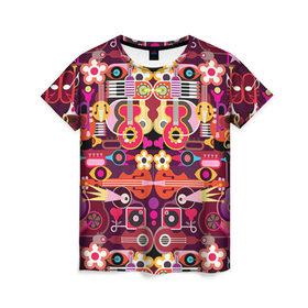 Женская футболка 3D с принтом Импрессионизм 4 в Кировске, 100% полиэфир ( синтетическое хлопкоподобное полотно) | прямой крой, круглый вырез горловины, длина до линии бедер | абстракция | импрессионизм | человечки | яркий