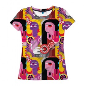 Женская футболка 3D с принтом Импрессионизм 10 в Кировске, 100% полиэфир ( синтетическое хлопкоподобное полотно) | прямой крой, круглый вырез горловины, длина до линии бедер | абстракция | импрессионизм | человечки | яркий