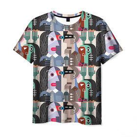 Мужская футболка 3D с принтом Импрессионизм 16 в Кировске, 100% полиэфир | прямой крой, круглый вырез горловины, длина до линии бедер | абстракция | импрессионизм | человечки | яркий