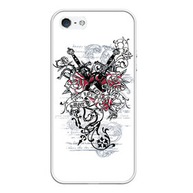 Чехол для iPhone 5/5S матовый с принтом Рок сердца 5 в Кировске, Силикон | Область печати: задняя сторона чехла, без боковых панелей | heart | tattoo | разбитое | сердечко | сердце | тату | татушка