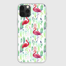 Чехол для iPhone 12 Pro Max с принтом Цветы и фламинго 2 в Кировске, Силикон |  | растения | фламинго