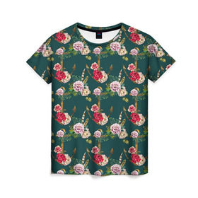 Женская футболка 3D с принтом Цветы и бабочки 7 в Кировске, 100% полиэфир ( синтетическое хлопкоподобное полотно) | прямой крой, круглый вырез горловины, длина до линии бедер | акварель | нежный | паттерн | цветочек | цветочный