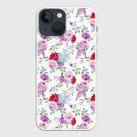 Чехол для iPhone 13 mini с принтом Цветы и бабочки 8 в Кировске,  |  | акварель | бабочка | нежный | рисунок | роза | сирень | цветочек | цветочный | цветы