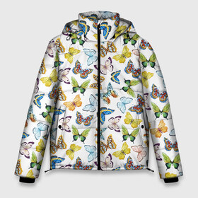 Мужская зимняя куртка 3D с принтом Цветы и бабочки 11 в Кировске, верх — 100% полиэстер; подкладка — 100% полиэстер; утеплитель — 100% полиэстер | длина ниже бедра, свободный силуэт Оверсайз. Есть воротник-стойка, отстегивающийся капюшон и ветрозащитная планка. 

Боковые карманы с листочкой на кнопках и внутренний карман на молнии. | Тематика изображения на принте: акварель | бабочка | нежный | рисунок | роза | сирень | цветочек | цветочный | цветы