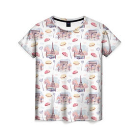 Женская футболка 3D с принтом Парижское настроение в Кировске, 100% полиэфир ( синтетическое хлопкоподобное полотно) | прямой крой, круглый вырез горловины, длина до линии бедер | париж