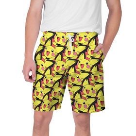Мужские шорты 3D с принтом Pikachu в Кировске,  полиэстер 100% | прямой крой, два кармана без застежек по бокам. Мягкая трикотажная резинка на поясе, внутри которой широкие завязки. Длина чуть выше колен | pikachu | pokeboll | pokemon | пикачу | покеболл | покемон