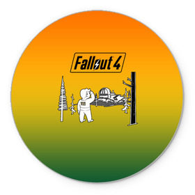 Коврик круглый с принтом Волт-бой 111 Fallout 4 в Кировске, резина и полиэстер | круглая форма, изображение наносится на всю лицевую часть | fallout 4 | vault boy | волт бой | фаллаут