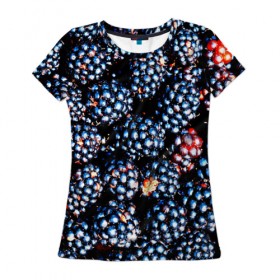 Женская футболка 3D с принтом Ежевика в Кировске, 100% полиэфир ( синтетическое хлопкоподобное полотно) | прямой крой, круглый вырез горловины, длина до линии бедер | фото | ягоды