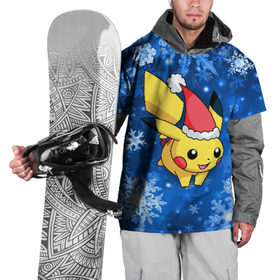 Накидка на куртку 3D с принтом Pikachu в Кировске, 100% полиэстер |  | Тематика изображения на принте: pikachu | pokeboll | pokemon | зима | новый год | пикачу | покеболл | покемон | снежинки