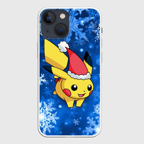 Чехол для iPhone 13 mini с принтом Новогодний Пикачу в Кировске,  |  | pikachu | pokeboll | pokemon | зима | новый год | пикачу | покеболл | покемон | снежинки