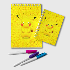 Блокнот с принтом Pikachu в Кировске, 100% бумага | 48 листов, плотность листов — 60 г/м2, плотность картонной обложки — 250 г/м2. Листы скреплены удобной пружинной спиралью. Цвет линий — светло-серый
 | pikachu | pokeboll | pokemon | пикачу | покеболл | покемон