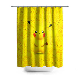 Штора 3D для ванной с принтом Pikachu в Кировске, 100% полиэстер | плотность материала — 100 г/м2. Стандартный размер — 146 см х 180 см. По верхнему краю — пластиковые люверсы для креплений. В комплекте 10 пластиковых колец | pikachu | pokeboll | pokemon | пикачу | покеболл | покемон