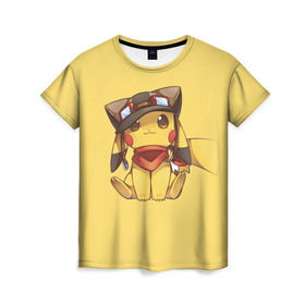 Женская футболка 3D с принтом Pikachu в Кировске, 100% полиэфир ( синтетическое хлопкоподобное полотно) | прямой крой, круглый вырез горловины, длина до линии бедер | pikachu | pokeball | pokemon | пикачу | покеболл | покемон