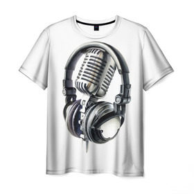 Мужская футболка 3D с принтом Диджей в Кировске, 100% полиэфир | прямой крой, круглый вырез горловины, длина до линии бедер | dj | klub | music | диджей | клуб | микрофон | музыка | наушники