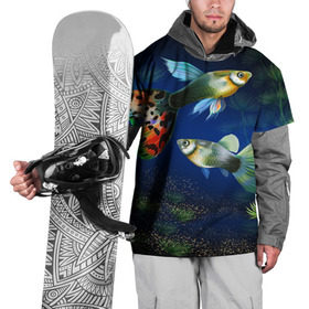 Накидка на куртку 3D с принтом Аквариумные рыбки в Кировске, 100% полиэстер |  | аквариум | вода | водоросли | природа | рыба | рыбка | туризм
