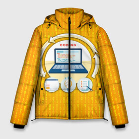 Мужская зимняя куртка 3D с принтом Программирование 3 в Кировске, верх — 100% полиэстер; подкладка — 100% полиэстер; утеплитель — 100% полиэстер | длина ниже бедра, свободный силуэт Оверсайз. Есть воротник-стойка, отстегивающийся капюшон и ветрозащитная планка. 

Боковые карманы с листочкой на кнопках и внутренний карман на молнии. | день программиста | код | подарок | праздник | программист