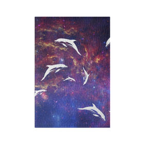 Обложка для паспорта матовая кожа с принтом Дельфин в Кировске, натуральная матовая кожа | размер 19,3 х 13,7 см; прозрачные пластиковые крепления | Тематика изображения на принте: дельфин | космос