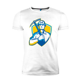 Мужская футболка премиум с принтом Я - Шахтёр в Кировске, 92% хлопок, 8% лайкра | приталенный силуэт, круглый вырез ворота, длина до линии бедра, короткий рукав | 