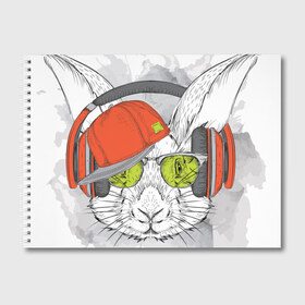 Альбом для рисования с принтом Стильный Кролик в Кировске, 100% бумага
 | матовая бумага, плотность 200 мг. | dj | music | rnb | животные | клубная | музыка