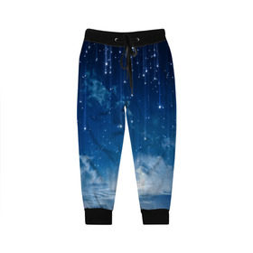 Детские брюки 3D с принтом Звездное небо в Кировске, 100% полиэстер | манжеты по низу, эластичный пояс регулируется шнурком, по бокам два кармана без застежек, внутренняя часть кармана из мелкой сетки | вселенная | галактика | звезды | небо | ночь