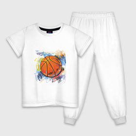 Детская пижама хлопок с принтом Баскетбольный мяч в штрихах в Кировске, 100% хлопок |  брюки и футболка прямого кроя, без карманов, на брюках мягкая резинка на поясе и по низу штанин
 | баскетбол | стилизация | штрихи