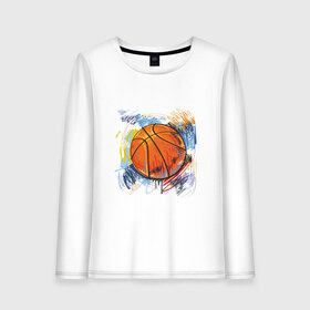 Женский лонгслив хлопок с принтом Баскетбольный мяч в штрихах в Кировске, 100% хлопок |  | баскетбол | стилизация | штрихи