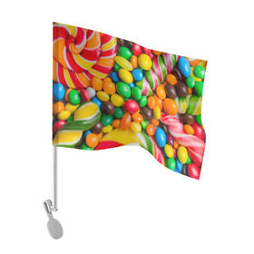 Флаг для автомобиля с принтом Сладкоежка в Кировске, 100% полиэстер | Размер: 30*21 см | вкуснотища | вкусняшки | глазурь | жевачка | карамель | карамельки | конфетки | конфеты | леденец | мармеладки | сахар | сладости