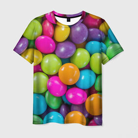 Мужская футболка 3D с принтом Конфетки в Кировске, 100% полиэфир | прямой крой, круглый вырез горловины, длина до линии бедер | вкуснотища | вкусняшки | глазурь | жевачка | карамель | карамельки | конфетки | конфеты | леденец | мармеладки | сахар | сладости
