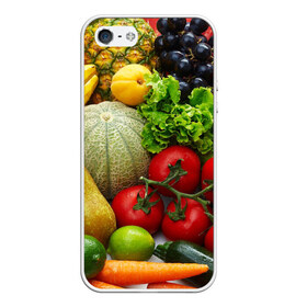Чехол для iPhone 5/5S матовый с принтом Богатый урожай в Кировске, Силикон | Область печати: задняя сторона чехла, без боковых панелей | апельсин | баклажан | банан | богатый урожай | виноград | горох | еда | кабачок | капуста | картофель | лимон | морковь | овощи | огурец | перец | персик | помидор | слива | сочные плоды | томат | тыква