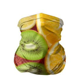 Бандана-труба 3D с принтом Сочные фрукты в Кировске, 100% полиэстер, ткань с особыми свойствами — Activecool | плотность 150‒180 г/м2; хорошо тянется, но сохраняет форму | Тематика изображения на принте: апельсин | грейпфрут | десерт | дольки | киви | кусочки фруктов | лайм | лимон | разрез | сечение | фреш | фрукты | цитрусовые
