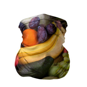 Бандана-труба 3D с принтом Спелые фрукты в Кировске, 100% полиэстер, ткань с особыми свойствами — Activecool | плотность 150‒180 г/м2; хорошо тянется, но сохраняет форму | ананас | арбуз | банан | богатый урожай | виноград | горох | груша | еда | капуста | картофель | лук | морковь | овощи | огурец | перец | персик | слива | сочные плоды | томат | фасоль | фрукты | яблоко