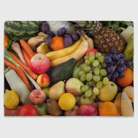 Плед 3D с принтом Спелые фрукты в Кировске, 100% полиэстер | закругленные углы, все края обработаны. Ткань не мнется и не растягивается | ананас | арбуз | банан | богатый урожай | виноград | горох | груша | еда | капуста | картофель | лук | морковь | овощи | огурец | перец | персик | слива | сочные плоды | томат | фасоль | фрукты | яблоко