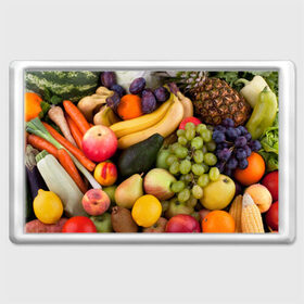 Магнит 45*70 с принтом Спелые фрукты в Кировске, Пластик | Размер: 78*52 мм; Размер печати: 70*45 | Тематика изображения на принте: ананас | арбуз | банан | богатый урожай | виноград | горох | груша | еда | капуста | картофель | лук | морковь | овощи | огурец | перец | персик | слива | сочные плоды | томат | фасоль | фрукты | яблоко