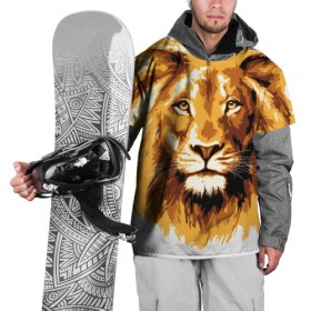 Накидка на куртку 3D с принтом Король джунглей в Кировске, 100% полиэстер |  | lion | грива | дикая кошка | добыча | животное | зверь | искусство | картина | клыки | когти | король джунглей | лев | макет | мясо | набросок | портрет | хищник | царь зверей | эскиз
