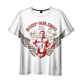Мужская футболка 3D с принтом Body-building в Кировске, 100% полиэфир | прямой крой, круглый вырез горловины, длина до линии бедер | gym | power | бодибилдинг | культуризм | сила | спорт | фитнес | штанга