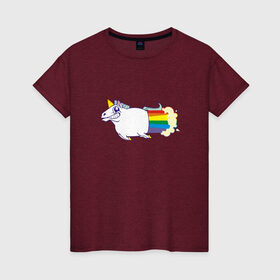 Женская футболка хлопок с принтом Радужный Единорожек в Кировске, 100% хлопок | прямой крой, круглый вырез горловины, длина до линии бедер, слегка спущенное плечо | единорог | лошадь | радуга