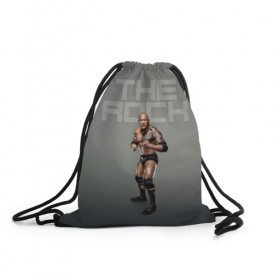 Рюкзак-мешок 3D с принтом The Rock WWE в Кировске, 100% полиэстер | плотность ткани — 200 г/м2, размер — 35 х 45 см; лямки — толстые шнурки, застежка на шнуровке, без карманов и подкладки | dwayne johnson | the rock | wwe | рестлинг | спорт