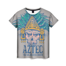Женская футболка 3D с принтом Aztec Warriors в Кировске, 100% полиэфир ( синтетическое хлопкоподобное полотно) | прямой крой, круглый вырез горловины, длина до линии бедер | античный | ацтеки | гранж | живопись | культура | майя | орнамент | ретро | старинный | элемент
