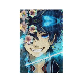 Обложка для паспорта матовая кожа с принтом Blue Exorcist в Кировске, натуральная матовая кожа | размер 19,3 х 13,7 см; прозрачные пластиковые крепления | anime | ao no exorcist | экзорцист