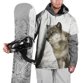 Накидка на куртку 3D с принтом Волк во весь рост в Кировске, 100% полиэстер |  | волк | хищник