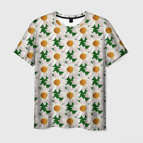 Мужская футболка 3D с принтом Ромашки в Кировске, 100% полиэфир | прямой крой, круглый вырез горловины, длина до линии бедер | лето | природа | цветы