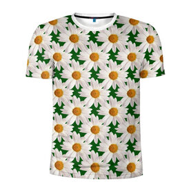 Мужская футболка 3D спортивная с принтом Ромашки в Кировске, 100% полиэстер с улучшенными характеристиками | приталенный силуэт, круглая горловина, широкие плечи, сужается к линии бедра | лето | природа | цветы